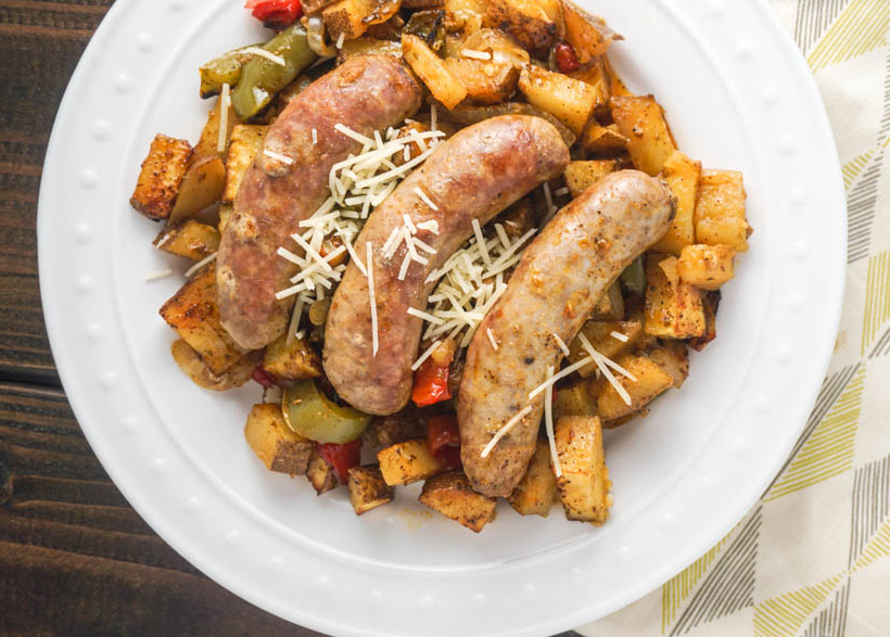Fennel-sausage-with-potato,-pepper-&-onions