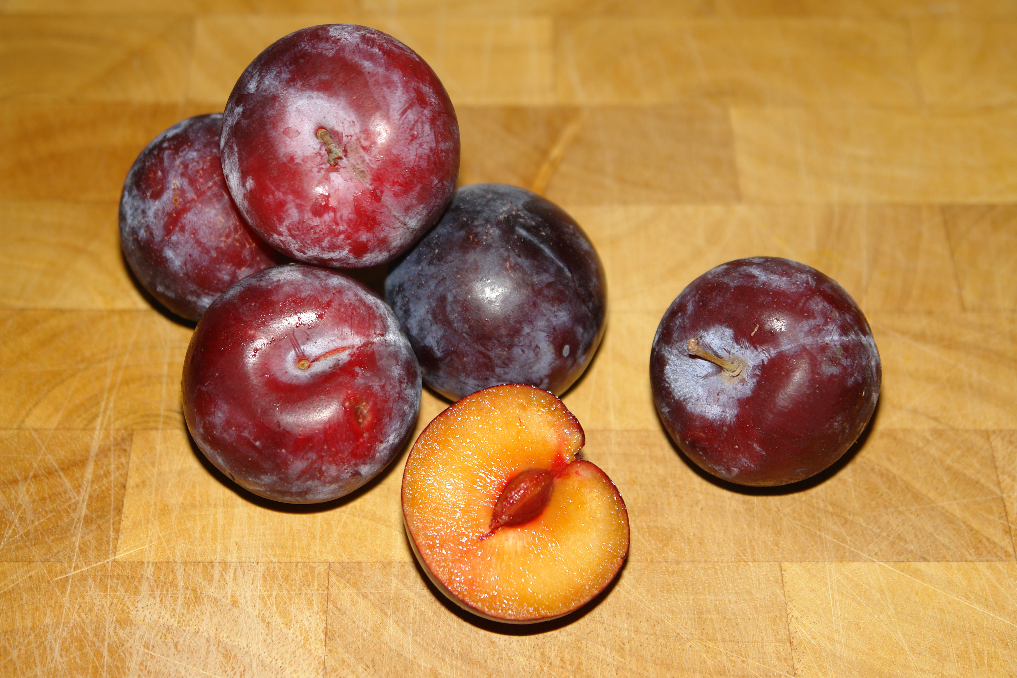 Half cut Plum fruit