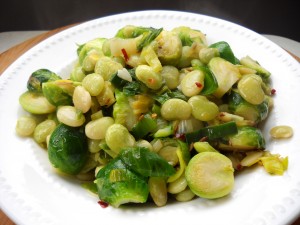 Lemony Brussels Sprouts with Lima Beans