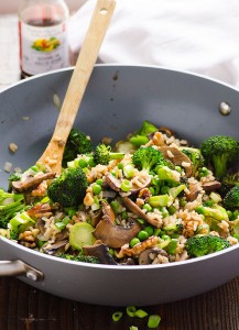 Stir Fried Job's Tears with Mushroom and Broccoli