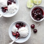 Triple Coconut Sorbet Recipe with Kirsch Soaked Cherries 