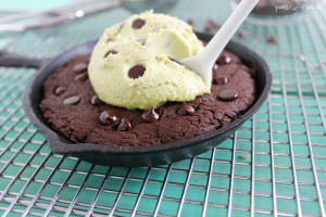 Single serving brownie with mint ice cream