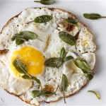 Fried eggs with sage