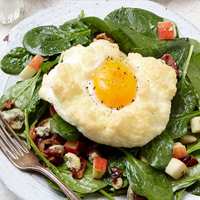 Cloud Eggs with Spinach Salad