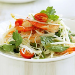 Green papaya salad with chilli prawns