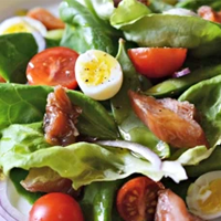 Butter Leaf Lettuce, Candied Salmon and Quail Egg Salad