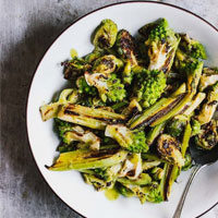Charred Roasted Romanesco Salad with Green Olive Dressing
