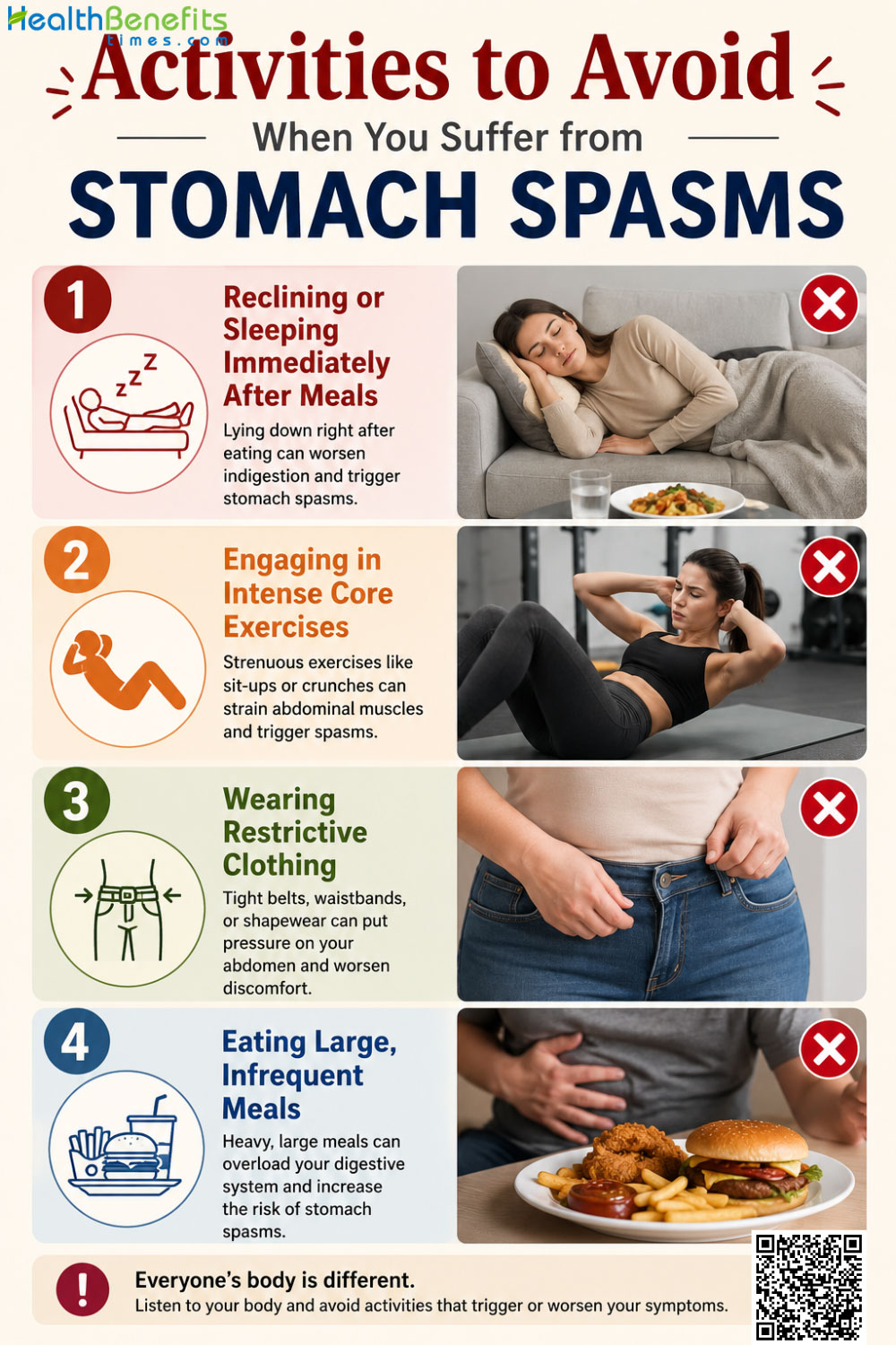 Activities to Avoid When You Suffer from Stomach Spasms