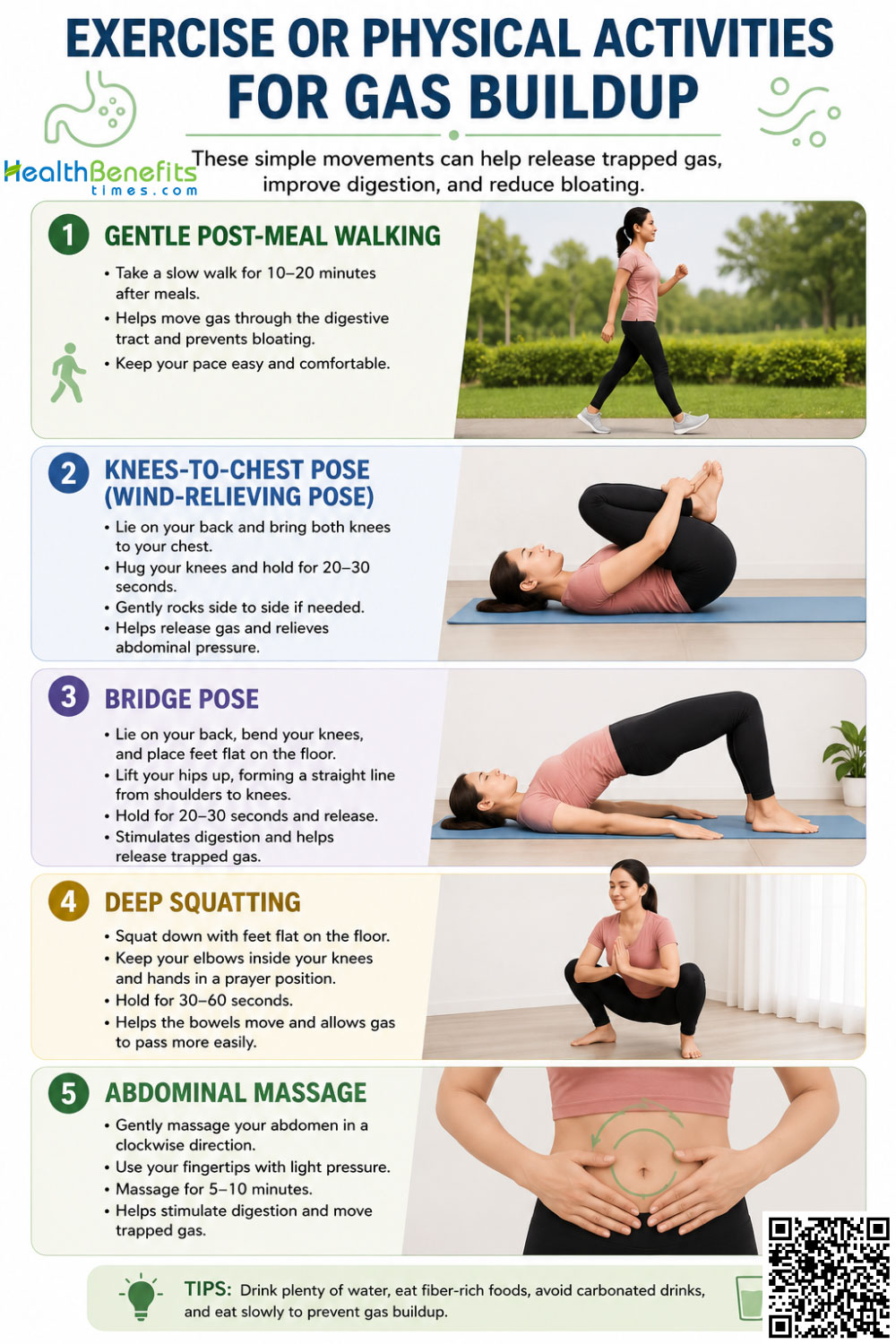 exercise or physical activities for Gas Buildup