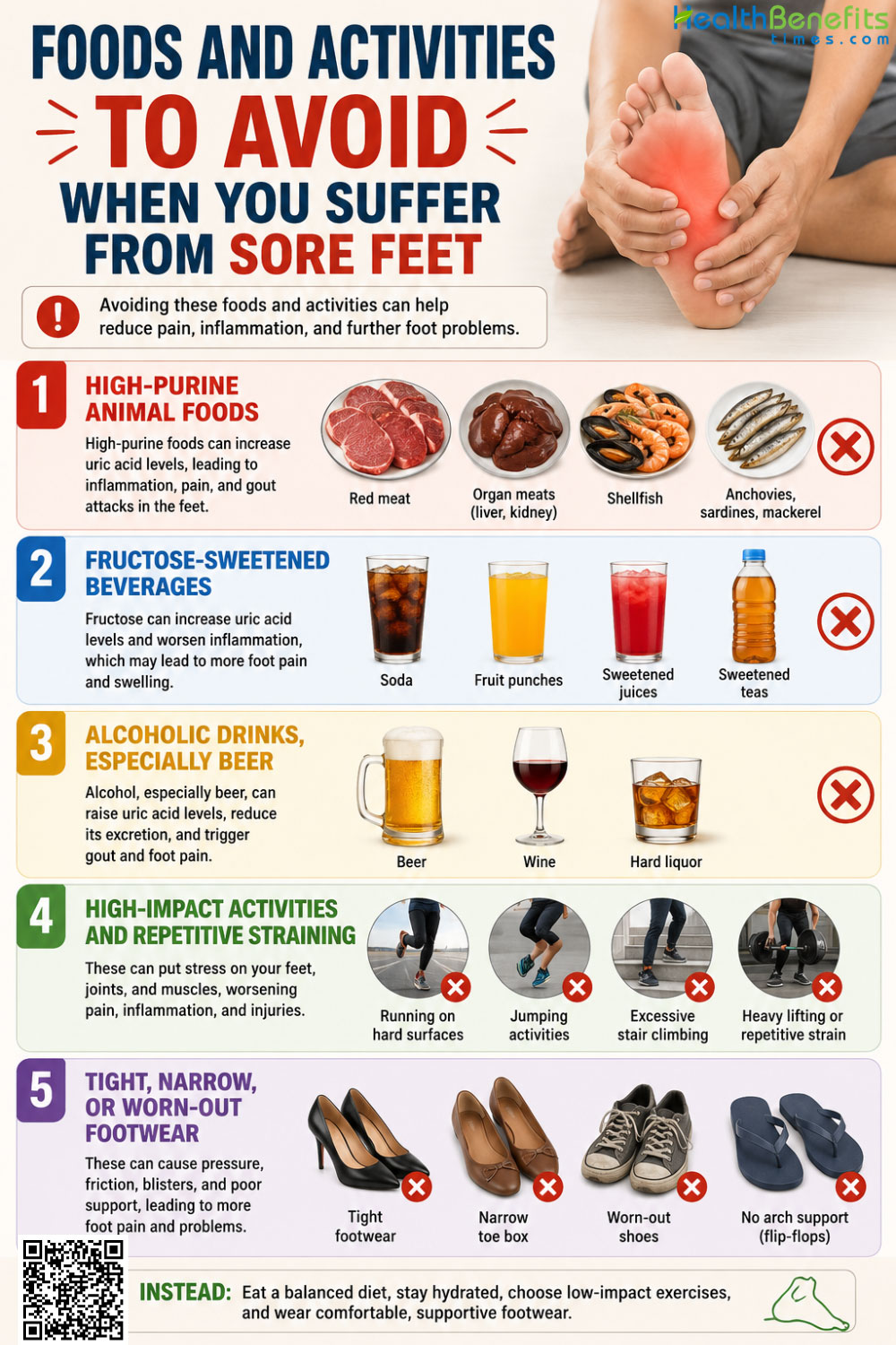Foods and Activities to Avoid When You Suffer from Sore Feet
