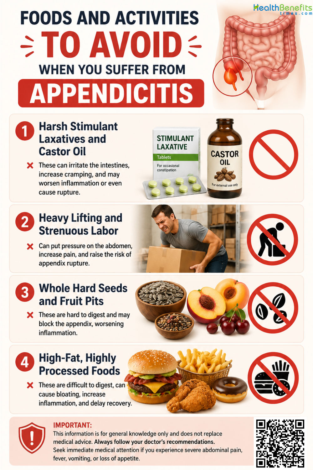 Foods and Activities to Avoid When You suffer from Appendicitis