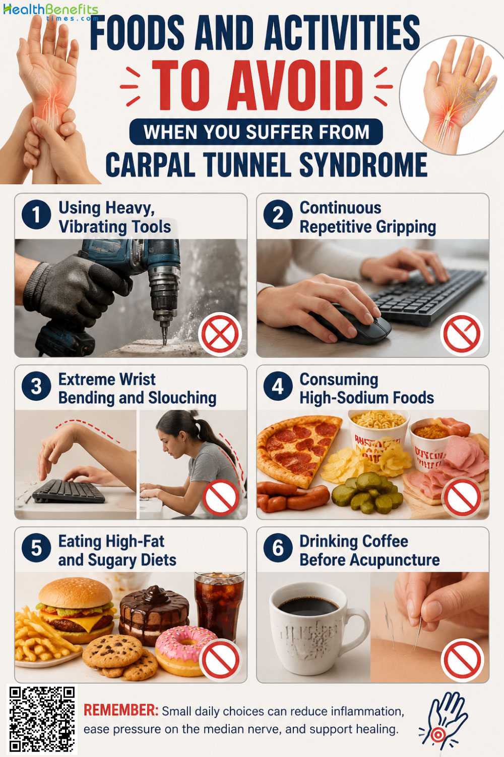 Foods and Activities to Avoid When You suffer from Carpal tunnel syndrome