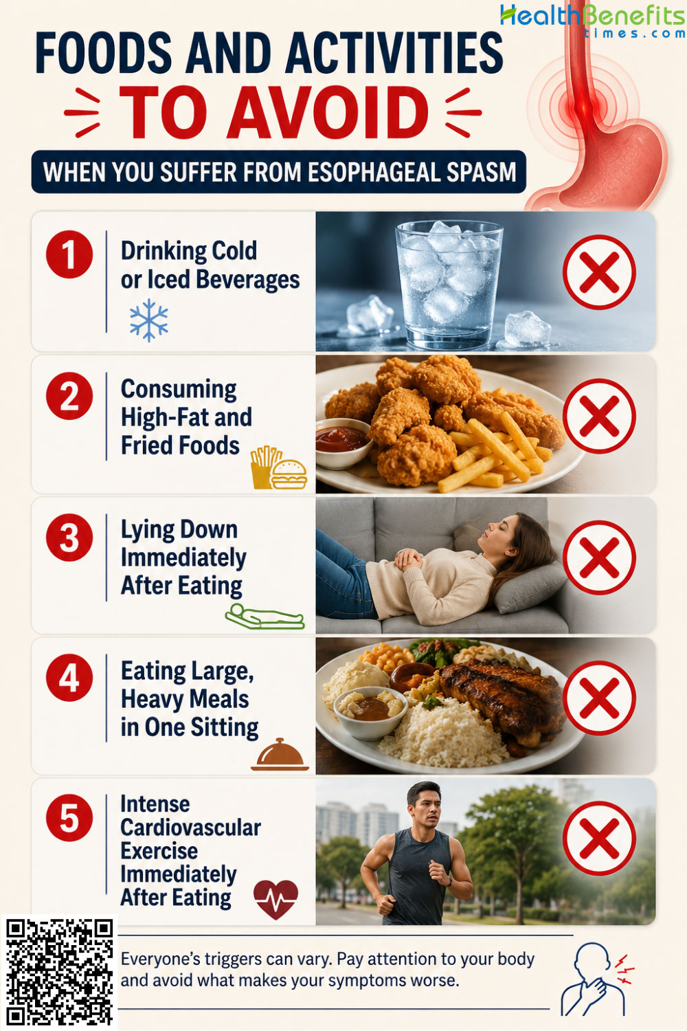 Foods and Activities to Avoid When You suffer from Esophageal spasm