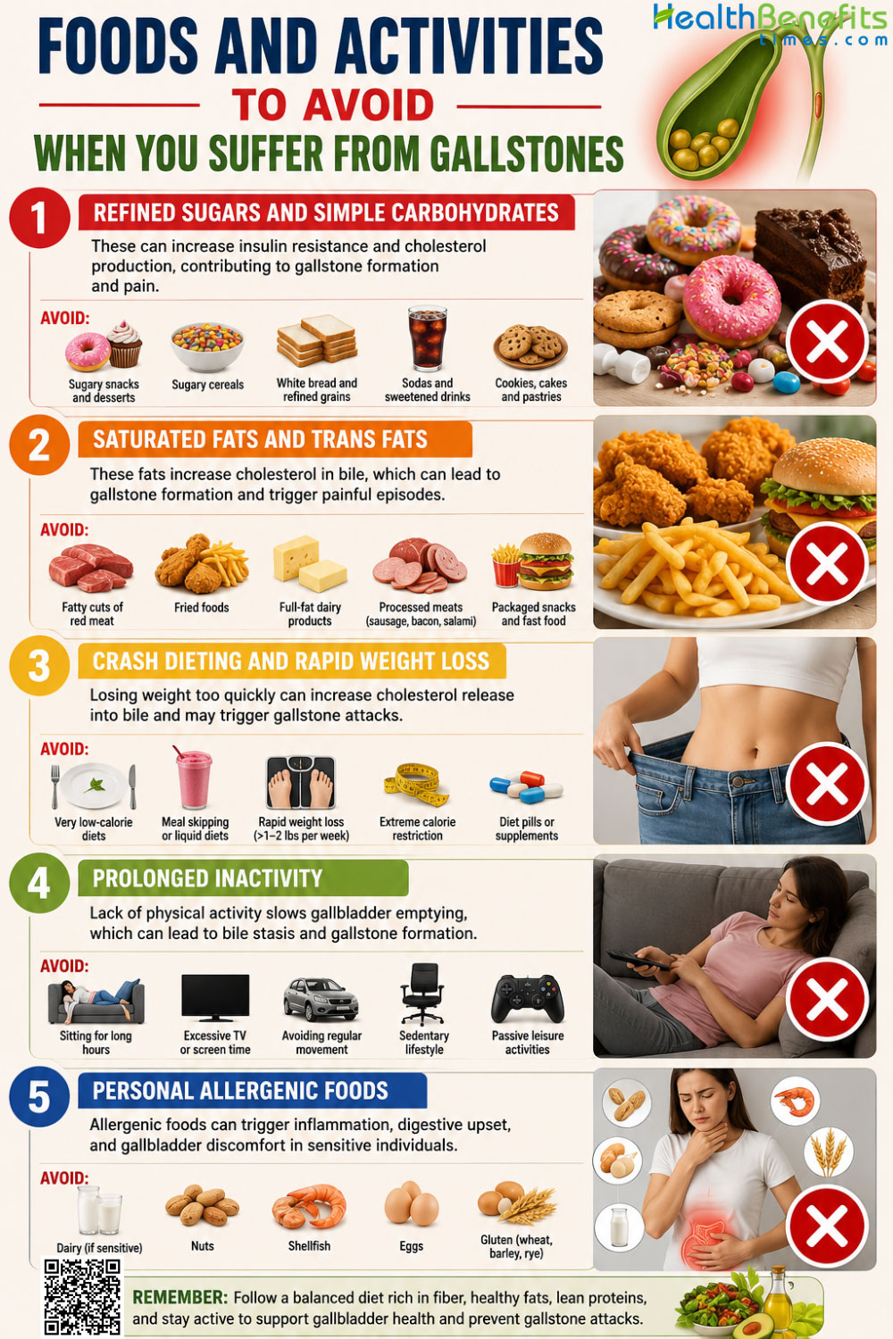 Foods and Activities to Avoid When You suffer from Gallstones