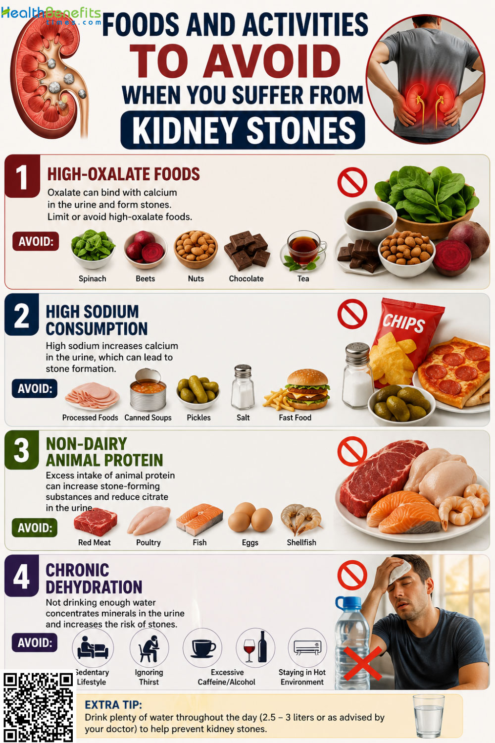 Foods and Activities to Avoid When You suffer from Kidney stones