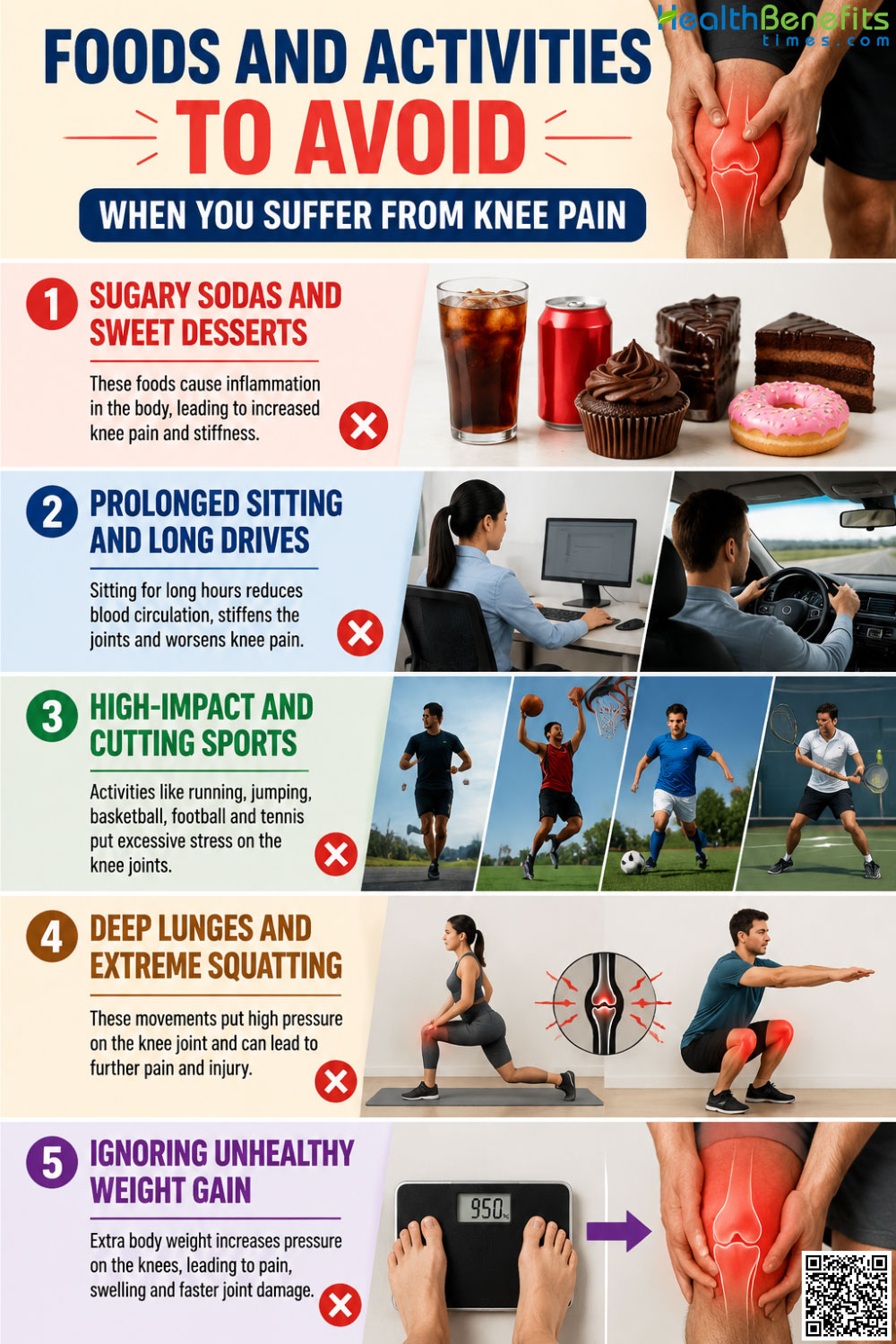 Foods and Activities to Avoid When You suffer from Knee Pain