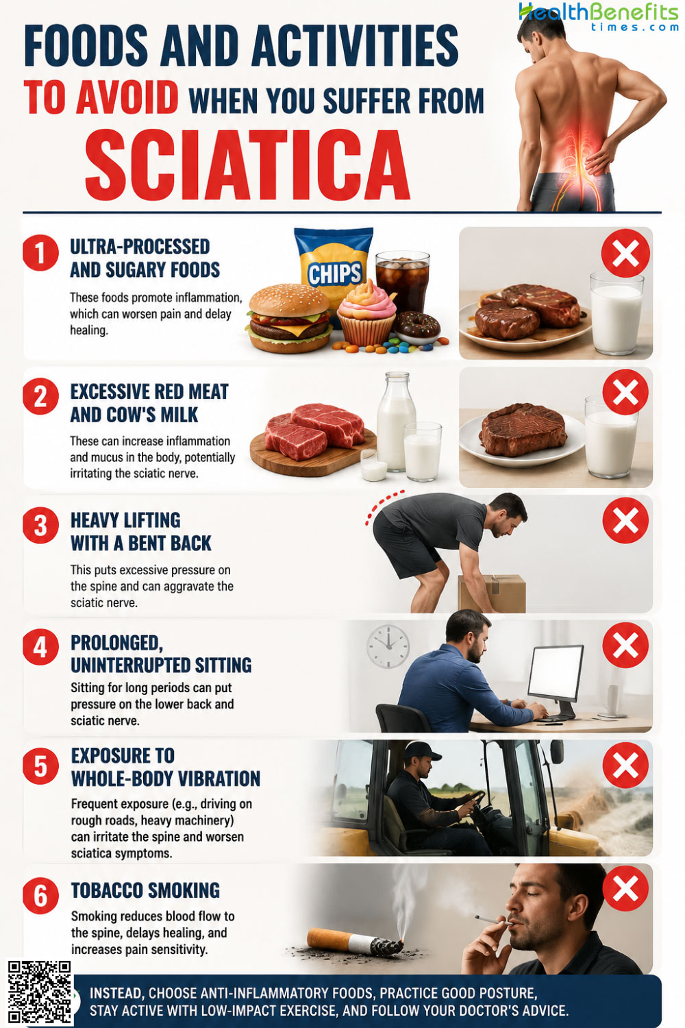 Foods and Activities to Avoid When You suffer from Sciatica