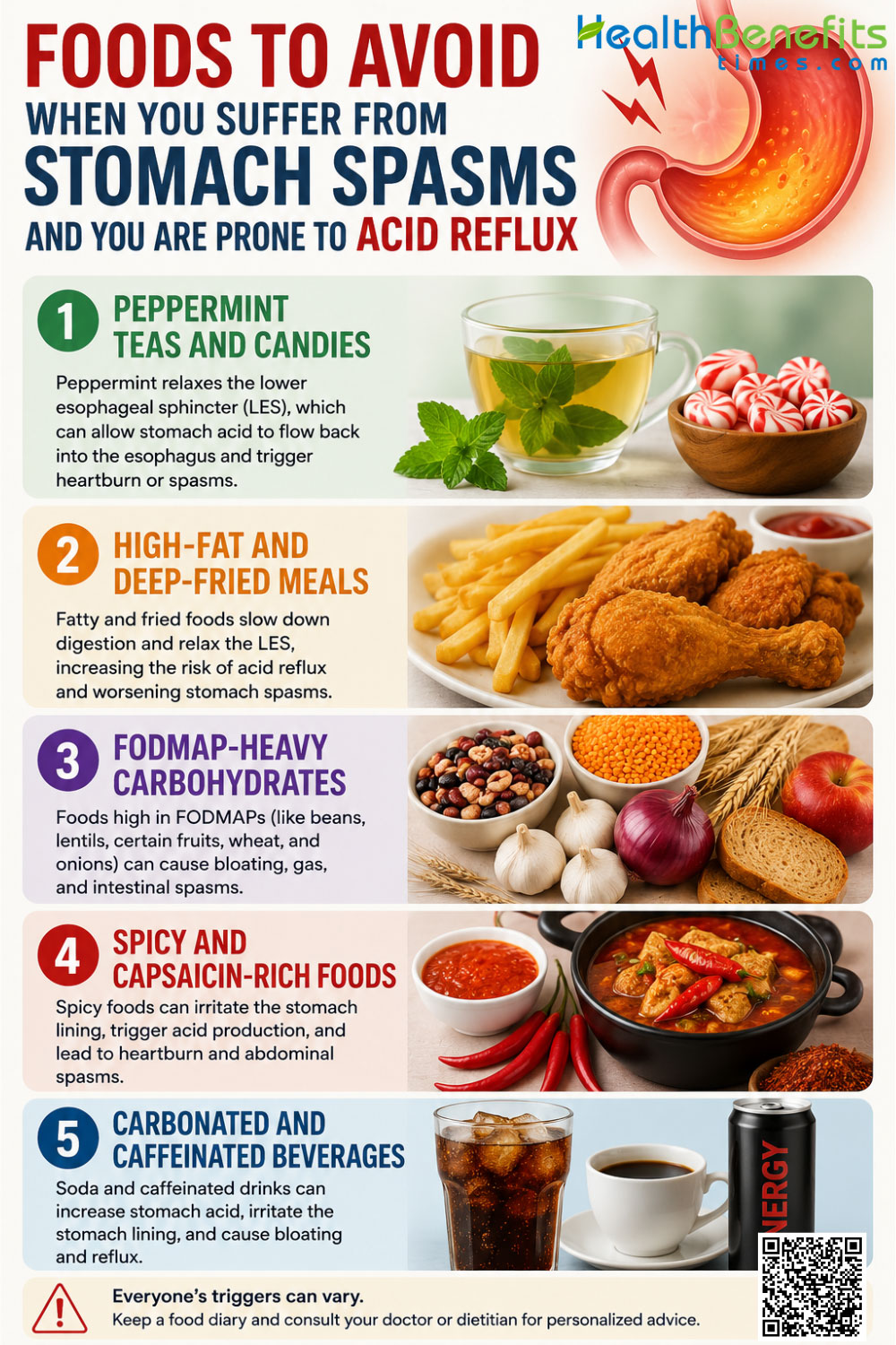 Foods to Avoid When You Suffer from Stomach Spasms and You are Prone to Acid Reflux