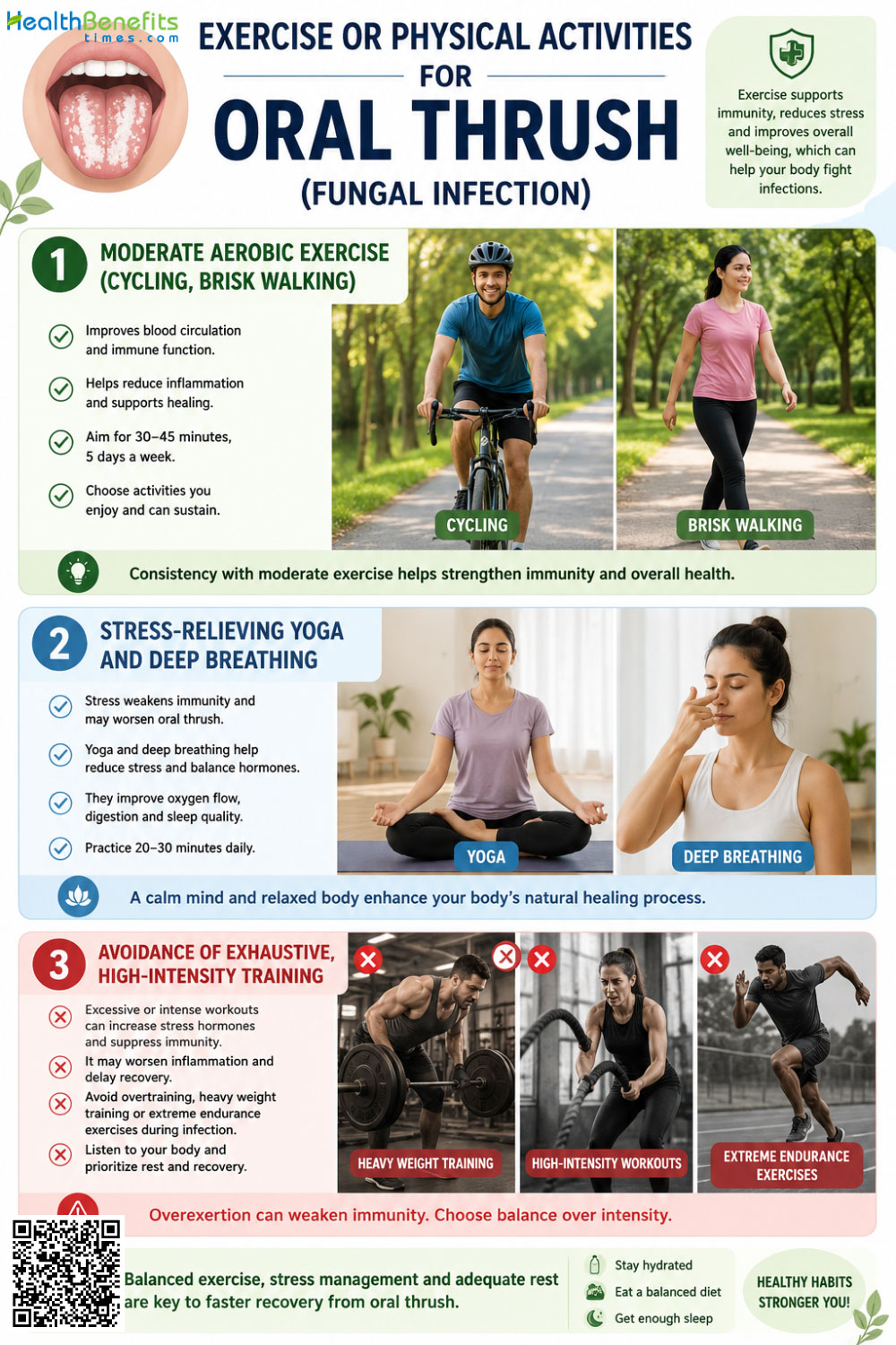 exercise or physical activities for Oral thrush