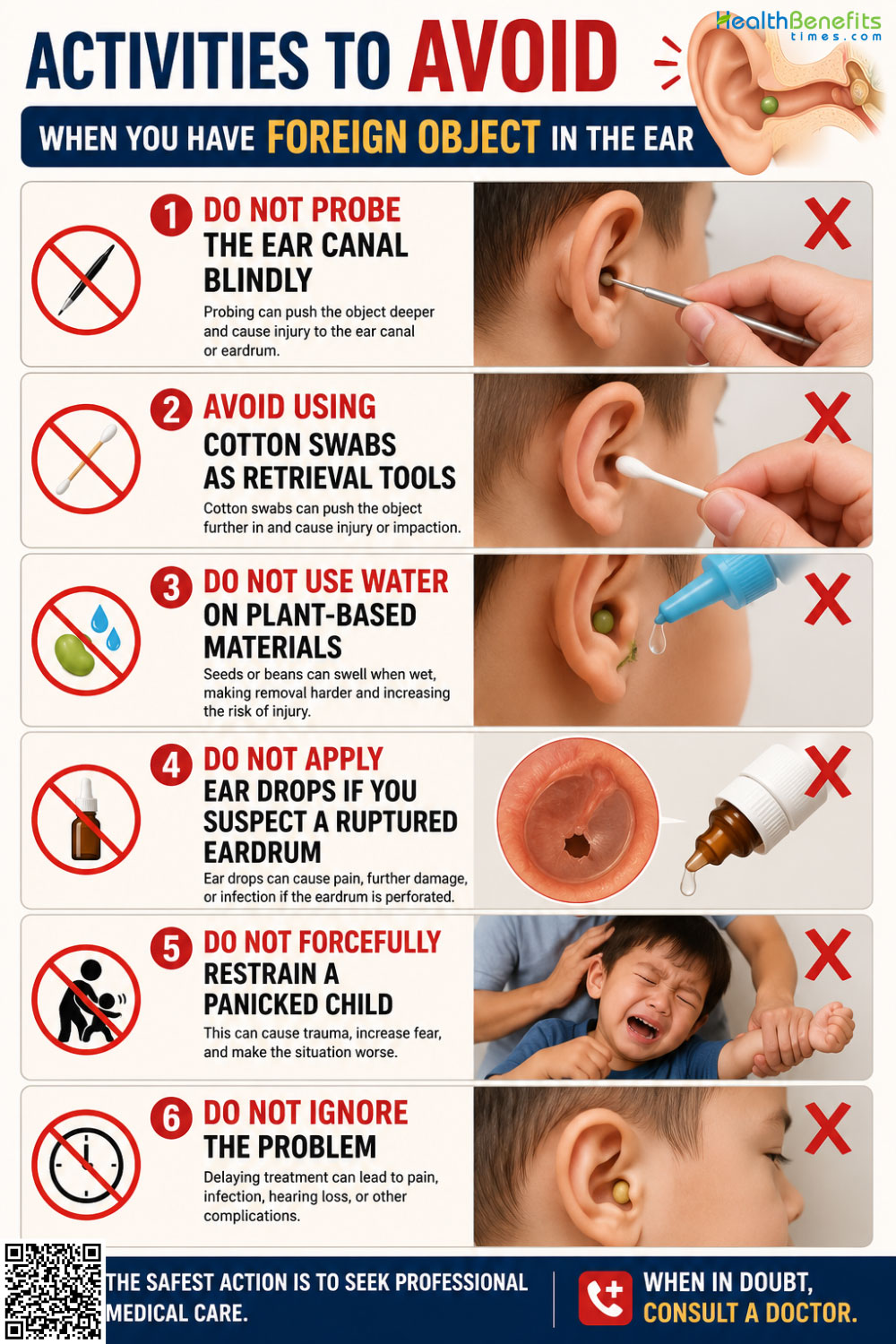 Activities to Avoid When You have Foreign object in the ear