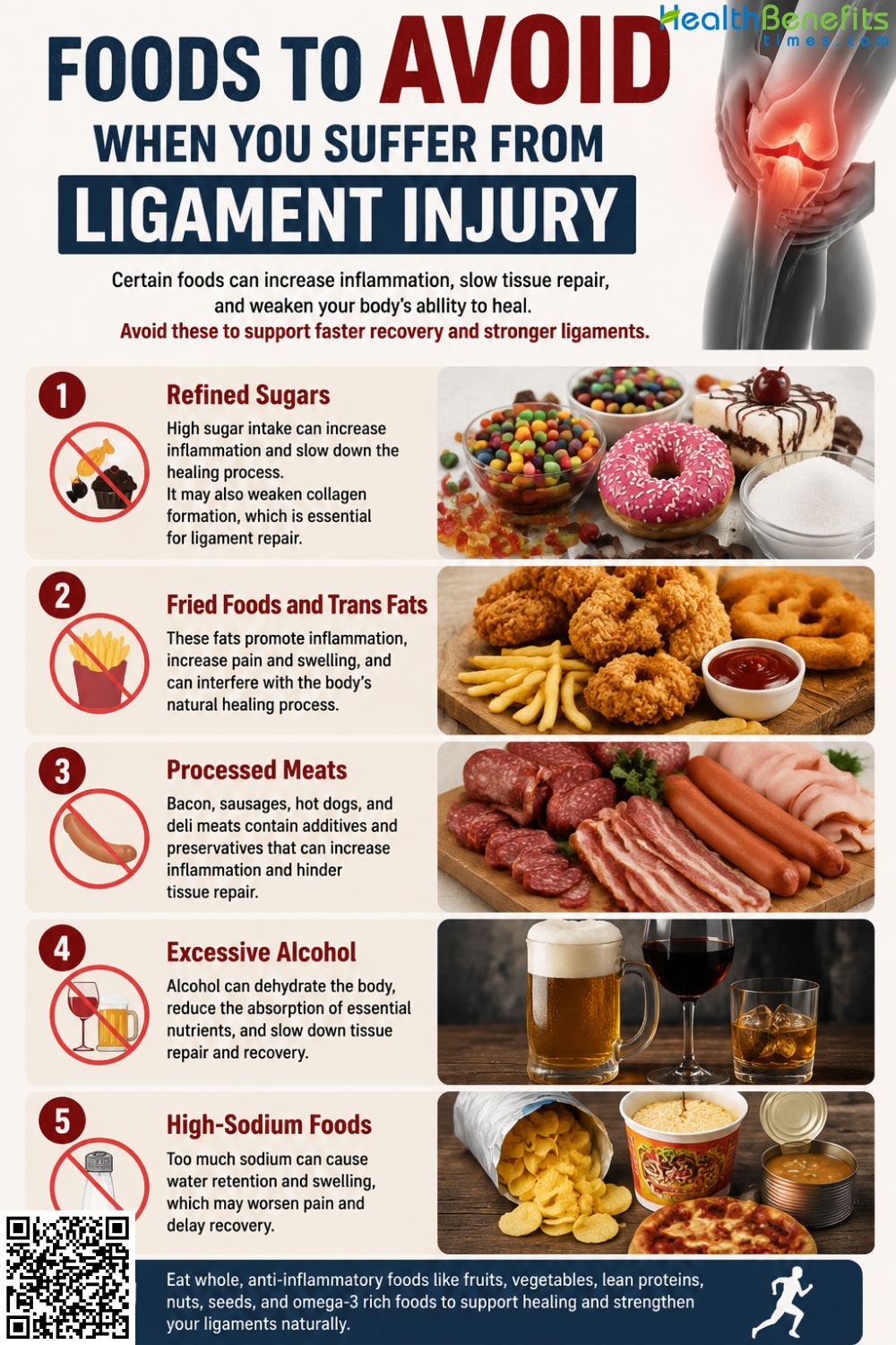 Foods to Avoid When You Suffer from Ligament Injury