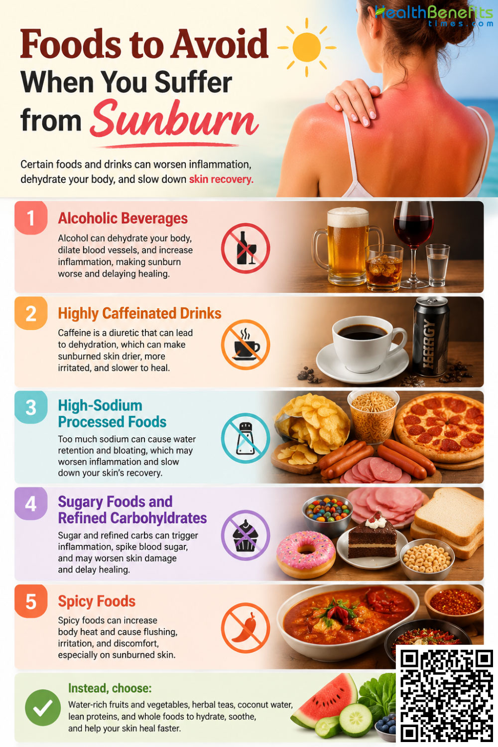 Foods to Avoid When You Suffer from Sunburn