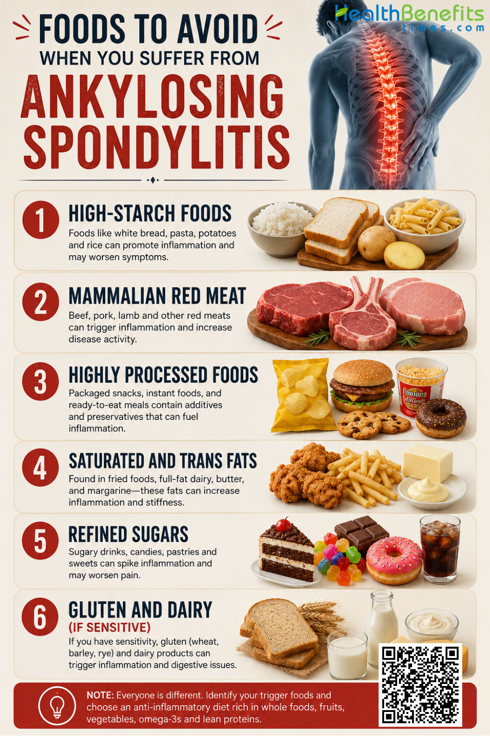 Foods to Avoid When You suffer from Ankylosing Spondylitis