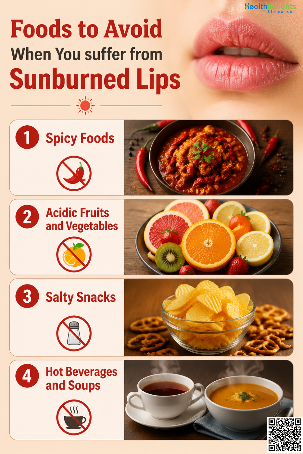 Foods to Avoid When You suffer from Sunburned Lips