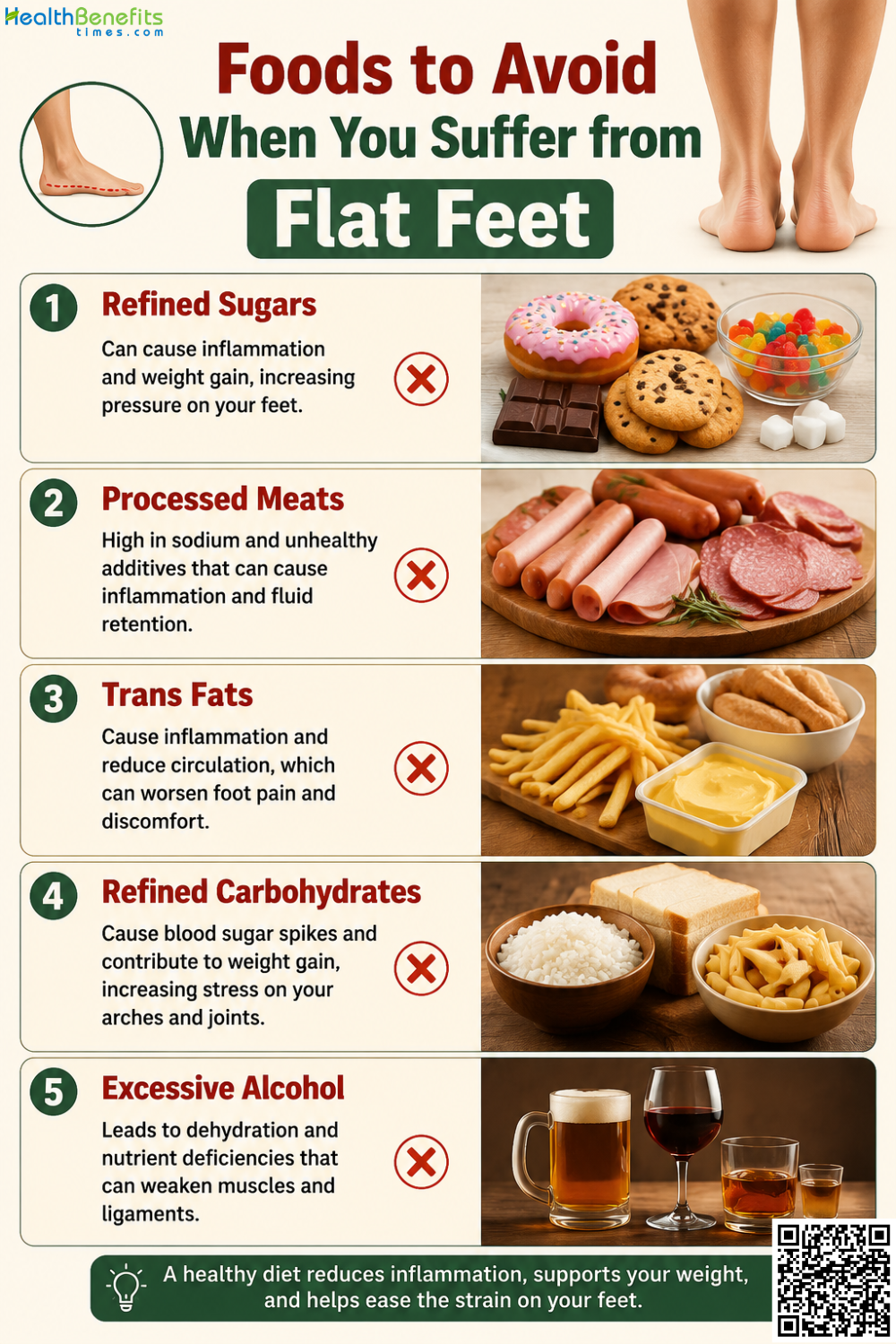 Foods to Avoid When You Suffer from Flat Feet