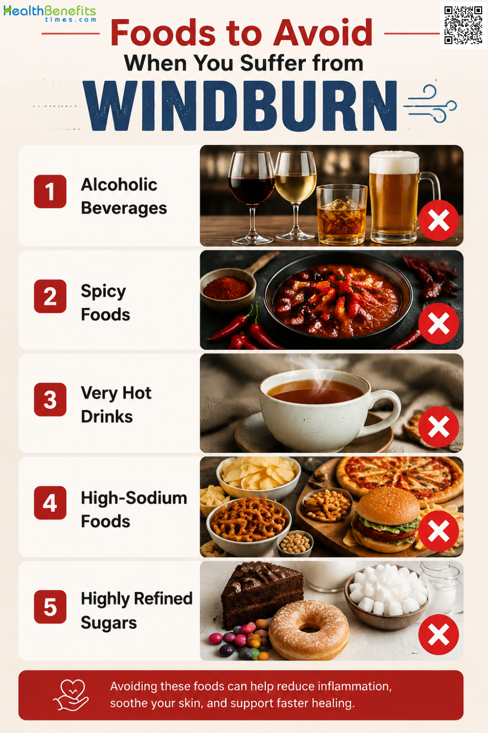 Foods to Avoid When You Suffer from Windburn