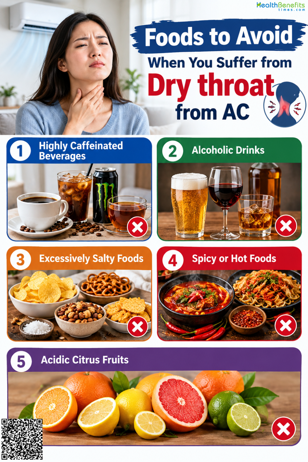 Foods to Avoid When You suffer from Dry throat from AC.