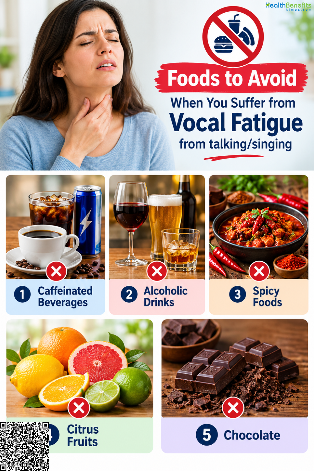 Foods to Avoid When You suffer from Vocal Fatigue from talking/singing