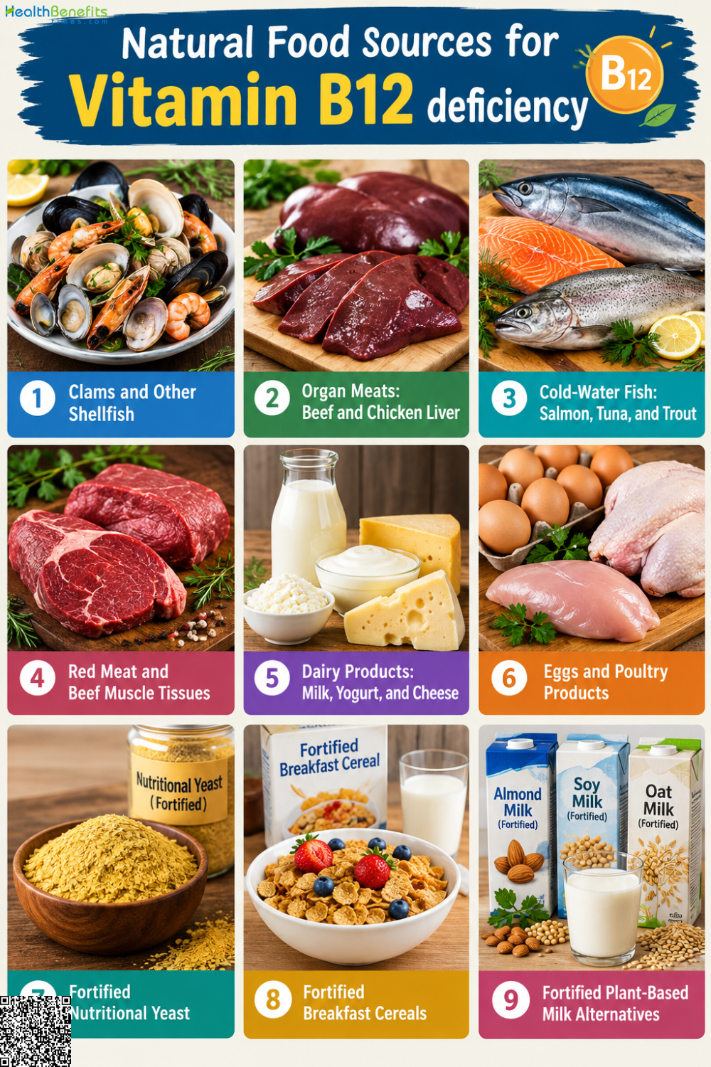 Natural Food sources for Vitamin B12 deficiency