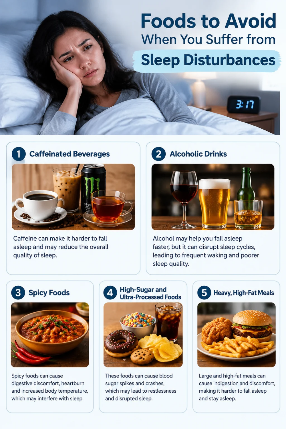 Foods to Avoid When You suffer from Sleep Disturbances.