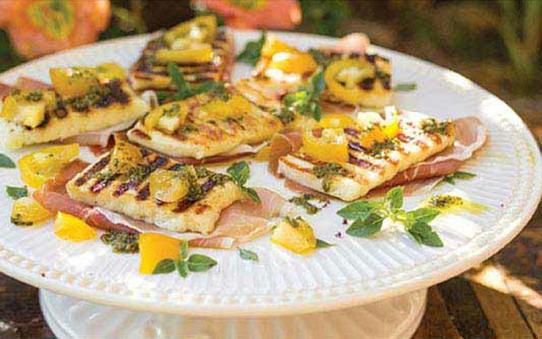 How to Make Grilled Halloumi with Prosciutto and Pesto Healthy Recipe