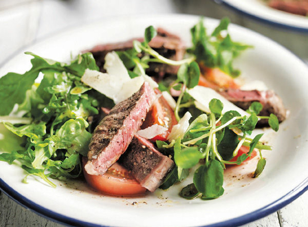 Beef RibEye Steak Salad with Rocket and Parmesan Healthy Recipe