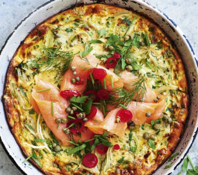 Herby Fennel, Leek & Smoked Salmon Frittata Recipe Healthy Recipe