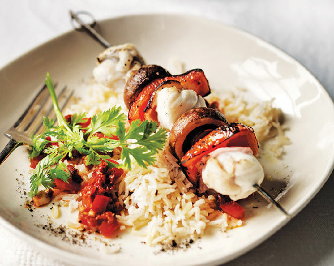 Monkfish, Mushroom and Red Pepper Skewers Recipe Healthy Recipe