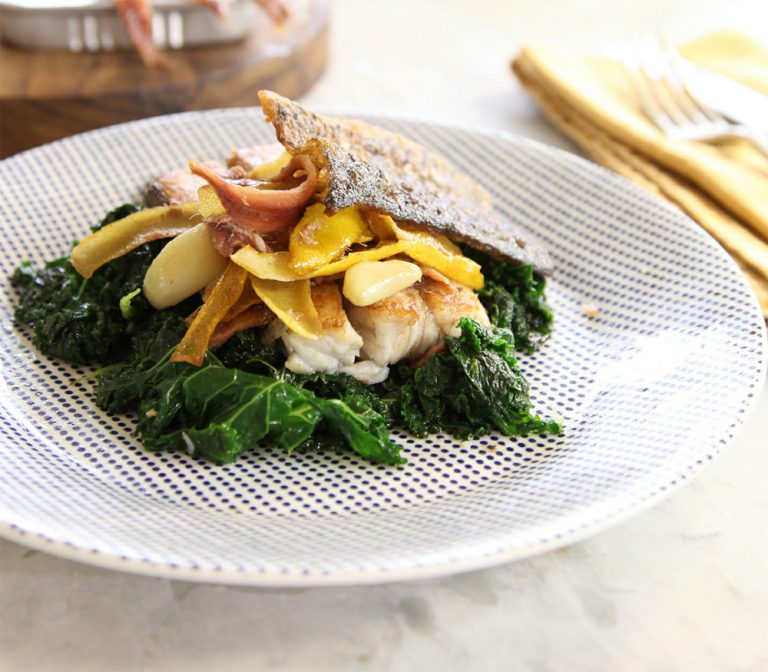 Roasted barramundi with kale, anchovies and lemon recipe Healthy Recipe
