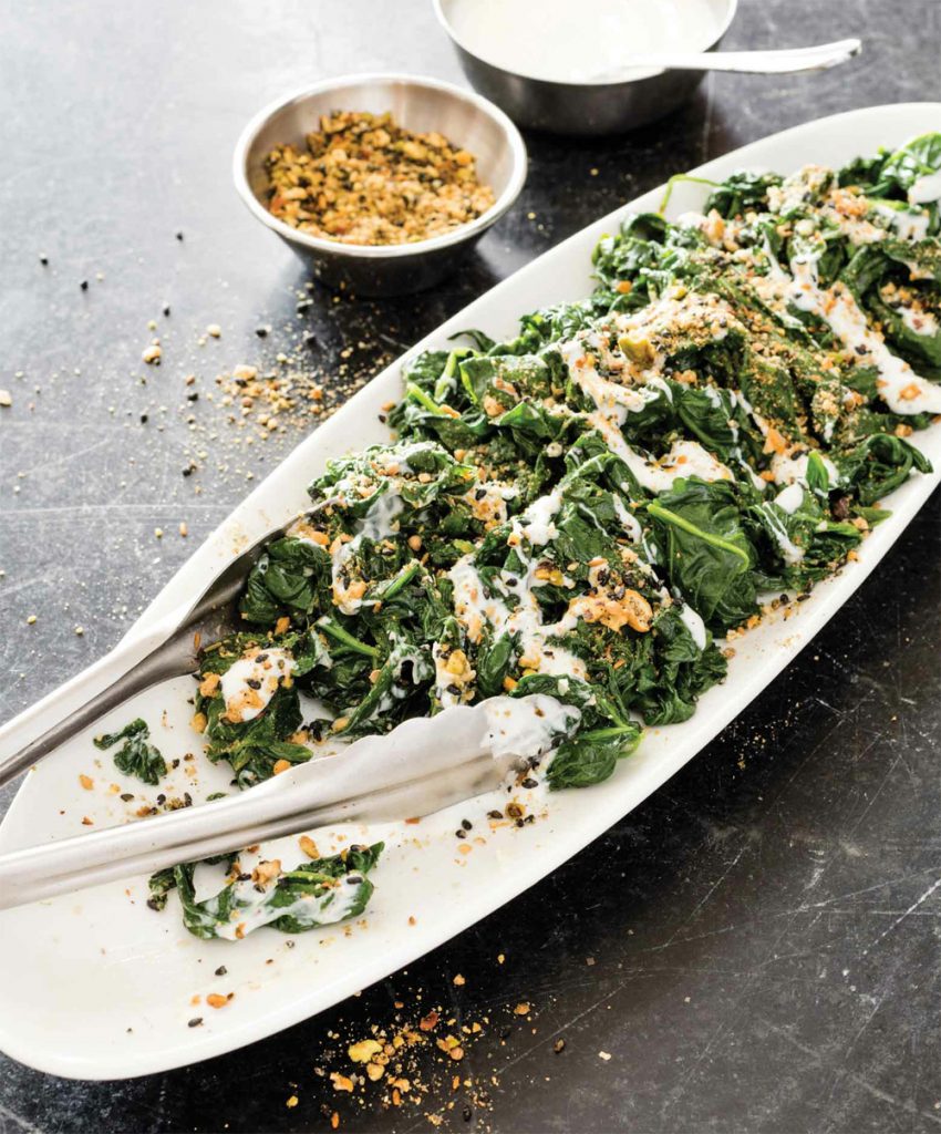 Sauteed spinach with yogurt and dukkah recipe - Healthy Recipe