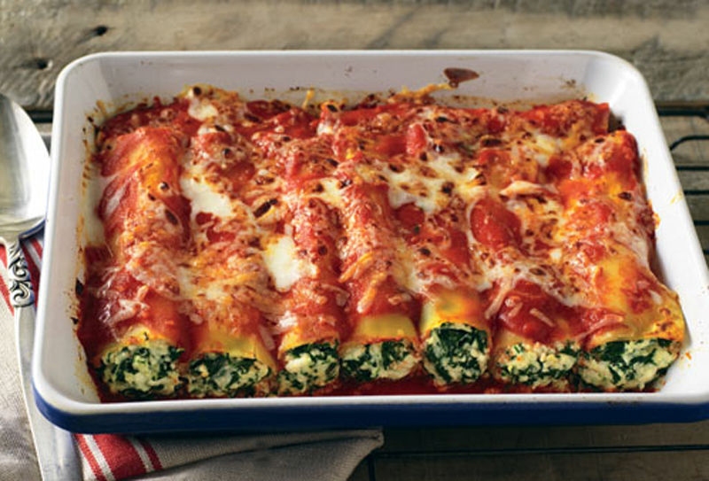 Ricotta and spinach stuffed cannelloni insalata verde recipe Healthy