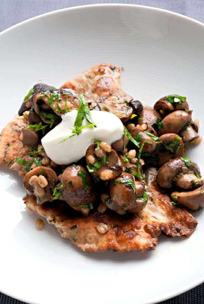 Yogurt flatbreads with barley and mushrooms recipe Healthy Recipe