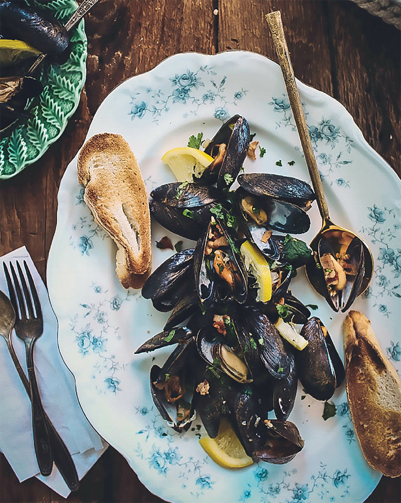 Miso bacon moonshine mussels recipe Healthy Recipe